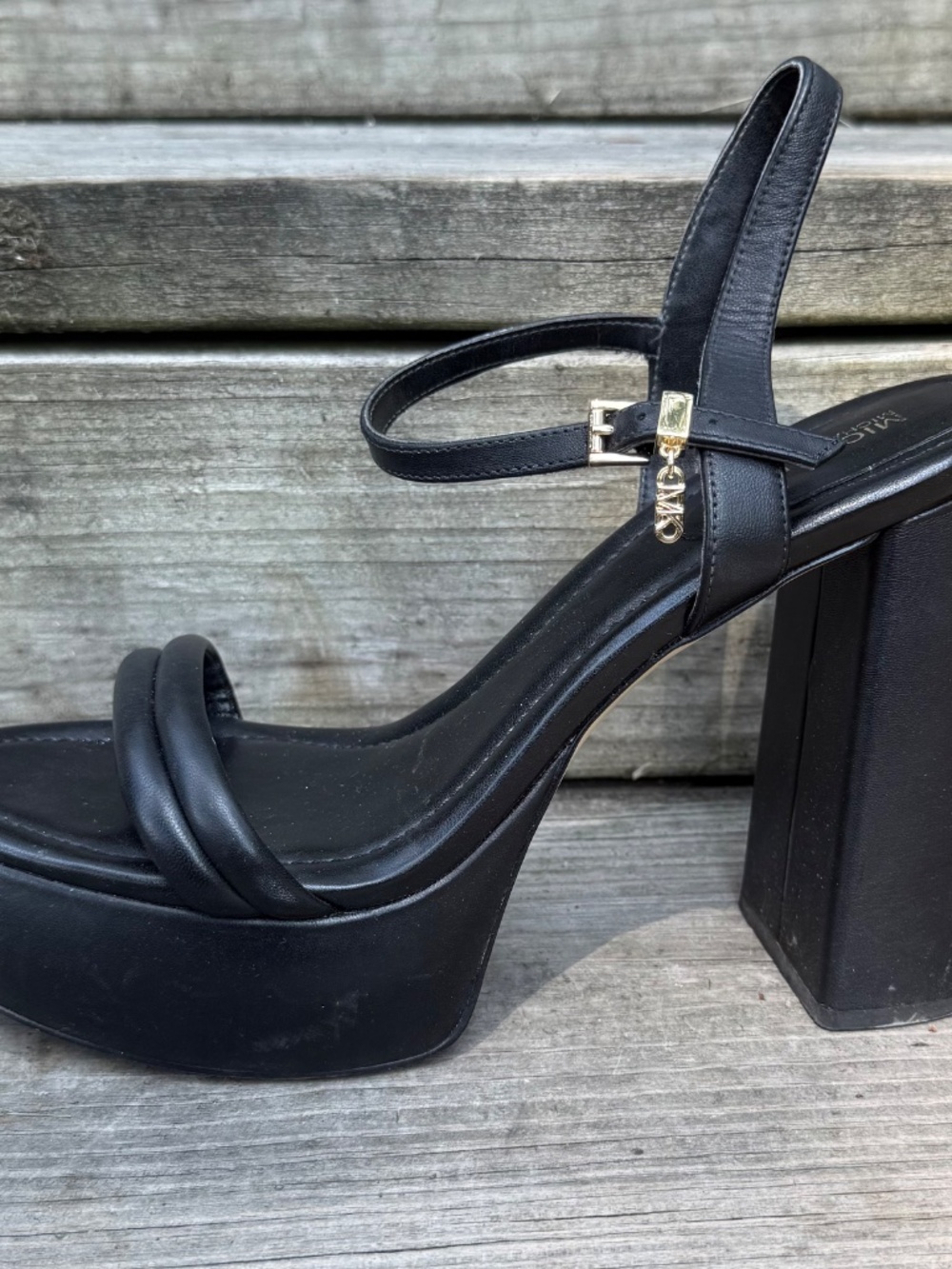 Michael Kors Genuine Leather Heels, Platform Heels, Black Leather Heels, Size 10